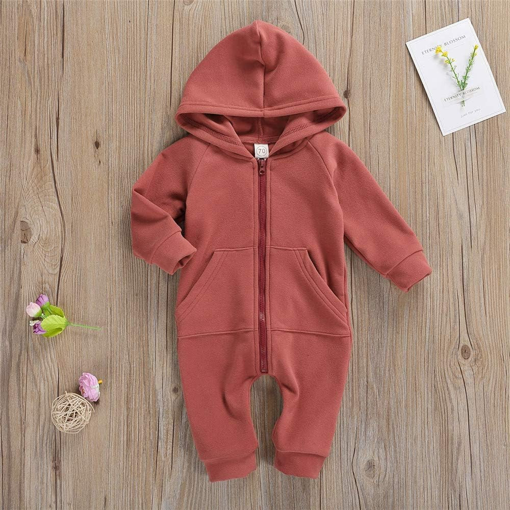 Infant Baby Boys Girls Clothing Zipper Hooded Jumpsuit Romper Long Sleeve Onesie Outfit Fall Winter Warm Clothes