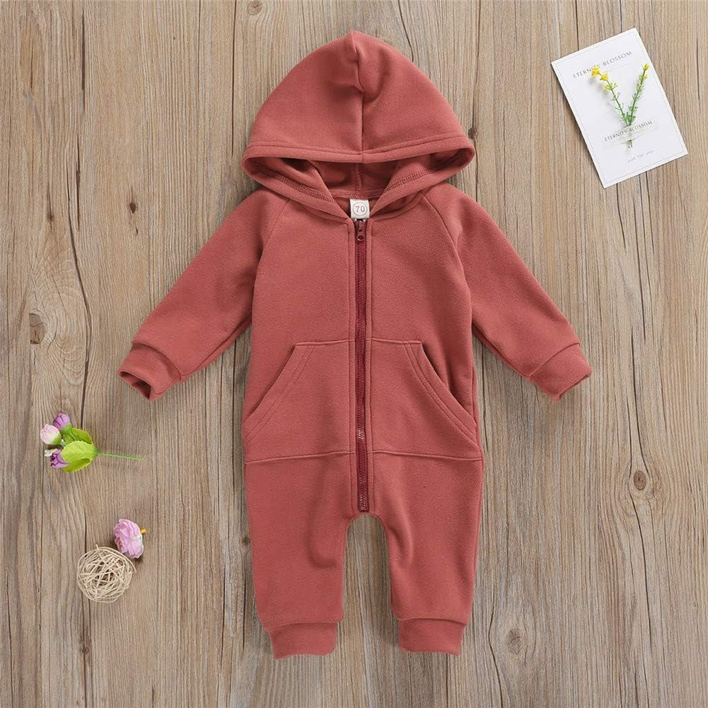 Infant Baby Boys Girls Clothing Zipper Hooded Jumpsuit Romper Long Sleeve Onesie Outfit Fall Winter Warm Clothes