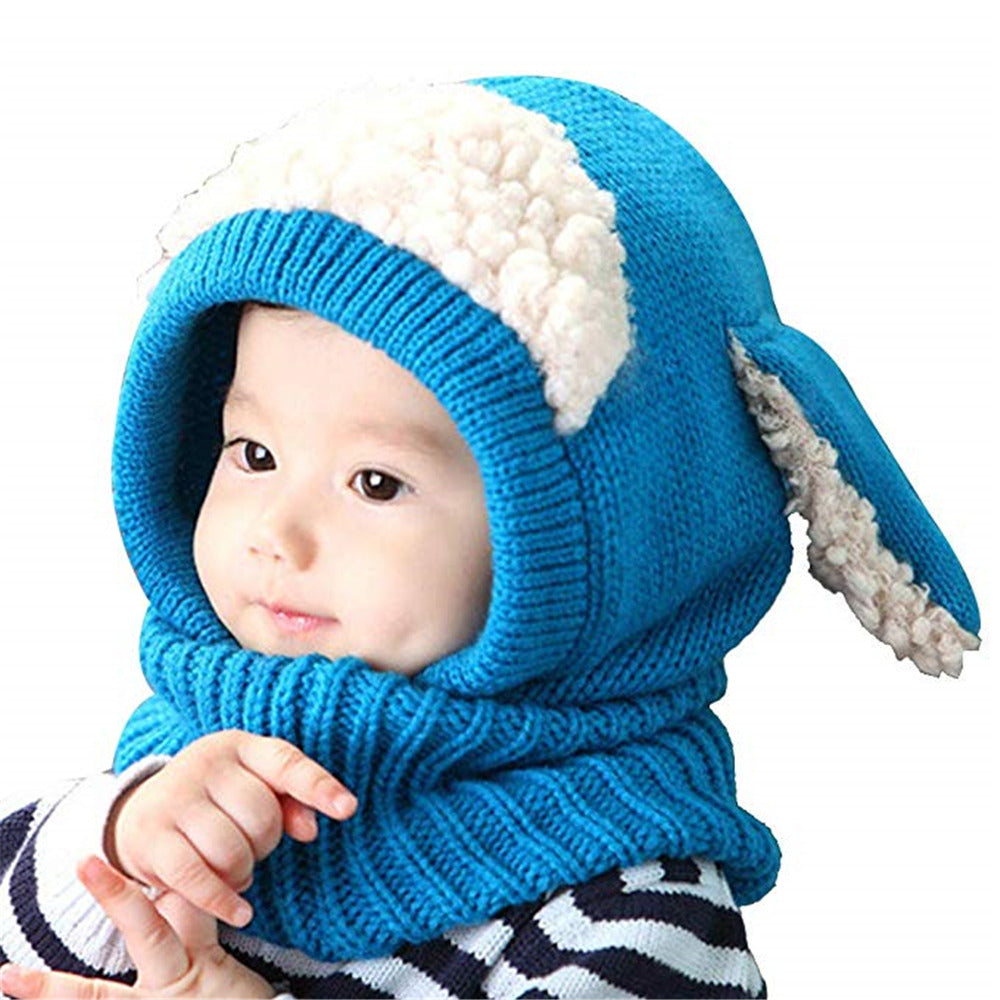 Cute Baby Toddler Winter Beanie Warm Hat Hooded Scarf Earflap Knitted Cap Kids