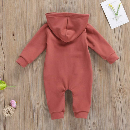 Infant Baby Boys Girls Clothing Zipper Hooded Jumpsuit Romper Long Sleeve Onesie Outfit Fall Winter Warm Clothes