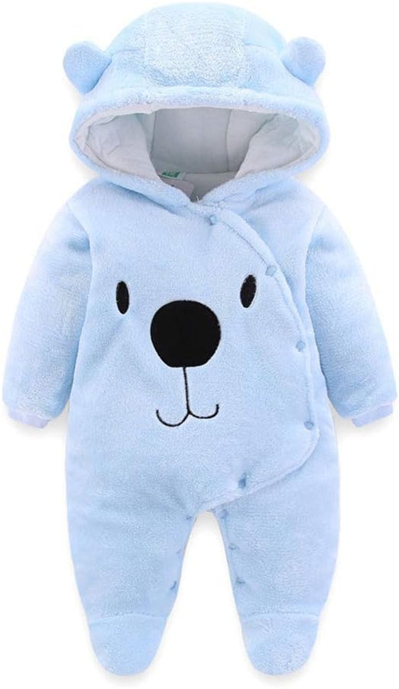 Newborn Baby Cartoon Bear Snowsuit Infant Jumpsuit Footie Romper Winter Coat Romper